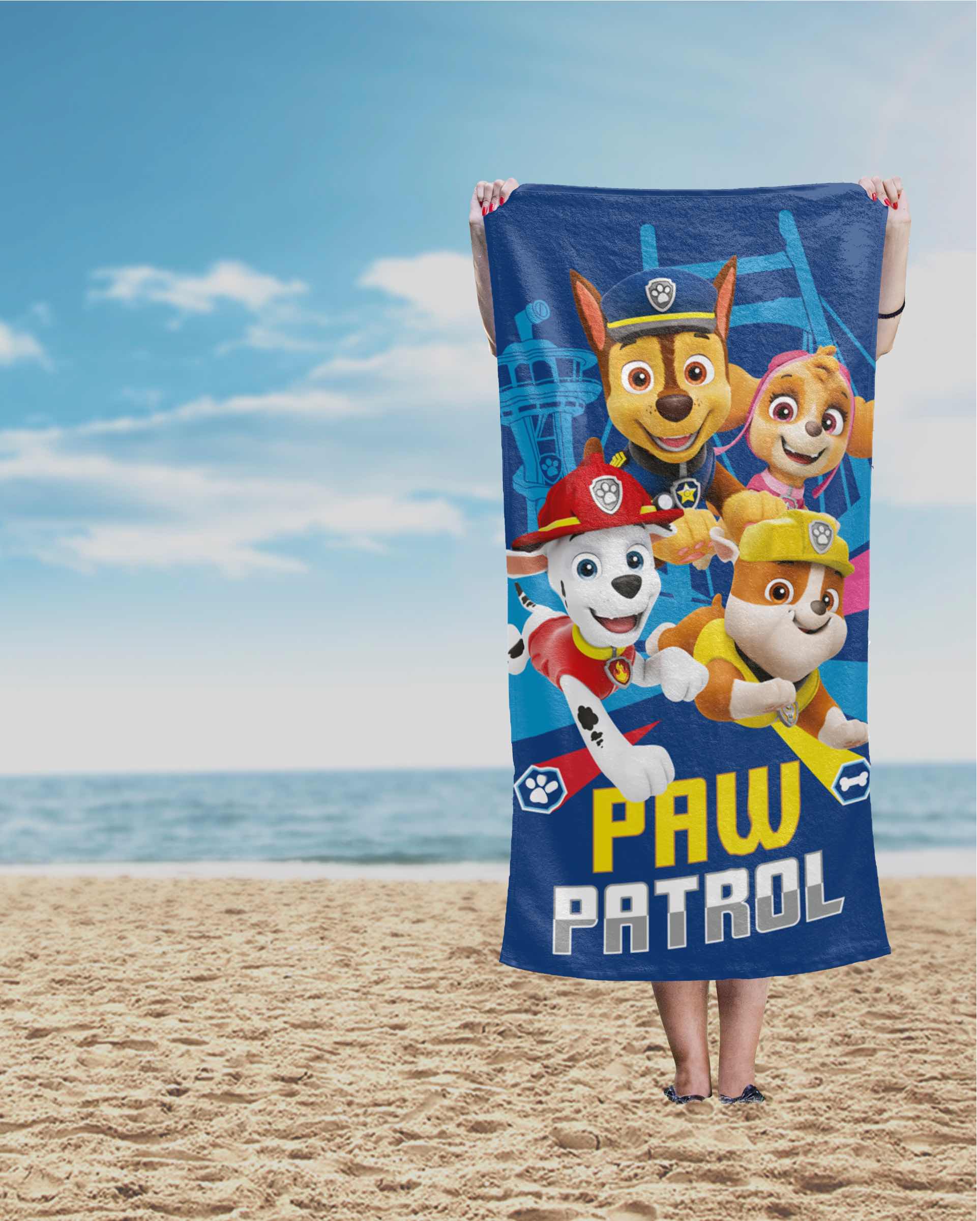 Ręcznik dziecięcy 70x140 Psi Patrol granatowy brązowy wielokolorowy bawełniany PP 26 - obrazek 3