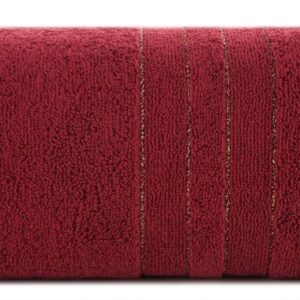 Ręcznik Gala 50x90 bordowy zdobiony błyszczącą nicią 500 g/m2 Eurofirany