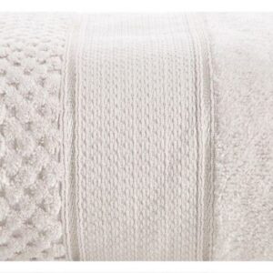 Ręcznik Jessi 50x90 beżowy frotte 500g/m2 z fakturą wytłaczanej krateczki i welurową bordiurą Eurofirany