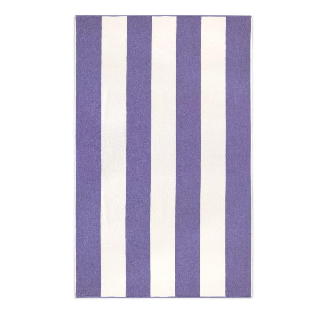 Ręcznik plażowy 100x160 Neon fioletowy biały pasy frotte 380 g/m2 7954/11
