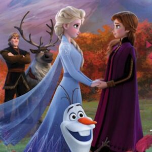 Ręcznik plażowy 70x140 Frozen 2 Kraina Lodu 9619 Anna Elsa Olaf na wietrze dziecięcy