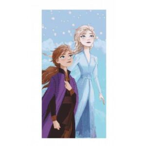 Ręcznik plażowy 70x140 Frozen Anna i Elsa niebieski bawełniany 320g/m2 S24