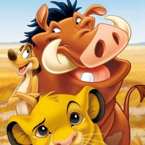 Ręcznik plażowy 70x140 Król lew niebieski żółty bawełniany August 23