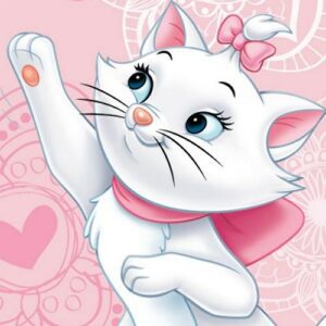 Ręcznik plażowy 70x140 Marie Cat Kotka Kot Mari Kotek motylki butterfly różowy biały bawełniany 3273