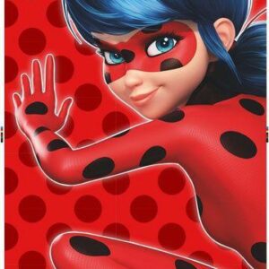 Ręcznik plażowy 70x140 Miraculou Biedronka i czarny kot czerwony bawełniany August 23