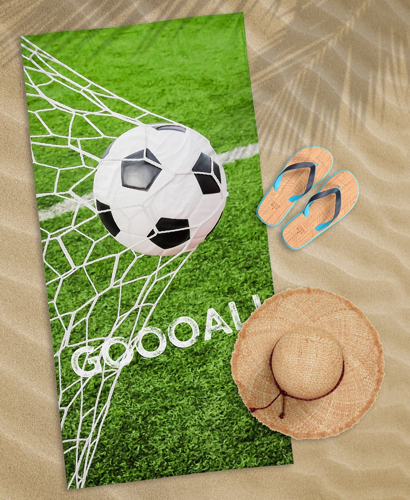 Ręcznik plażowy 70x140 Piłka 80 zielony dziecięcy bawełniany - obrazek 2