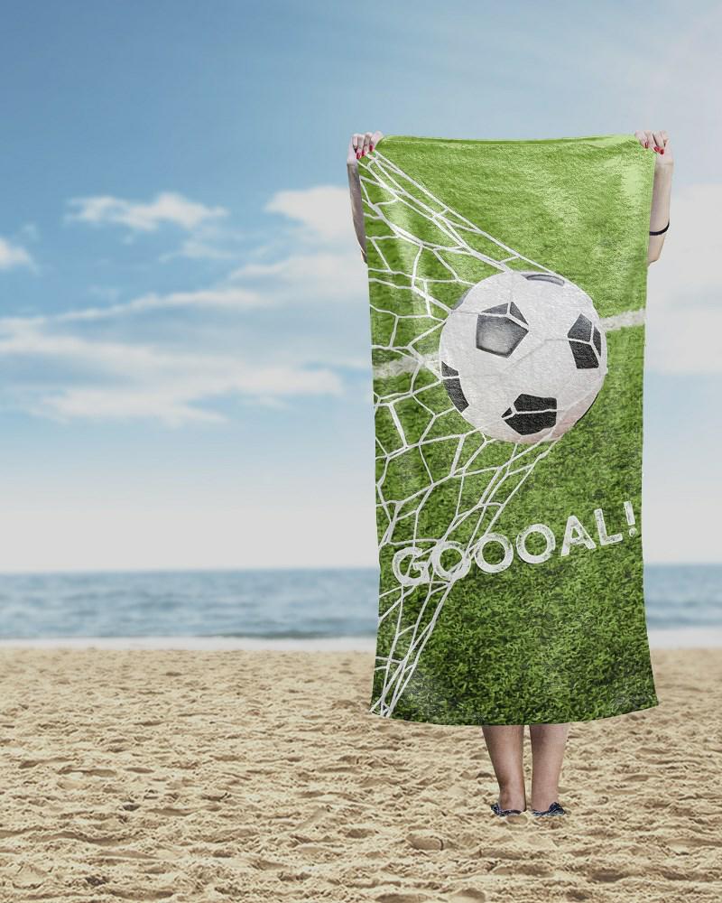 Ręcznik plażowy 70x140 Piłka 80 zielony dziecięcy bawełniany - obrazek 3