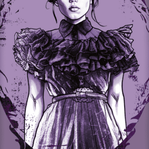 Ręcznik plażowy 70x140 Wednesday fioletowy modzieżowy bawełniany Kids25