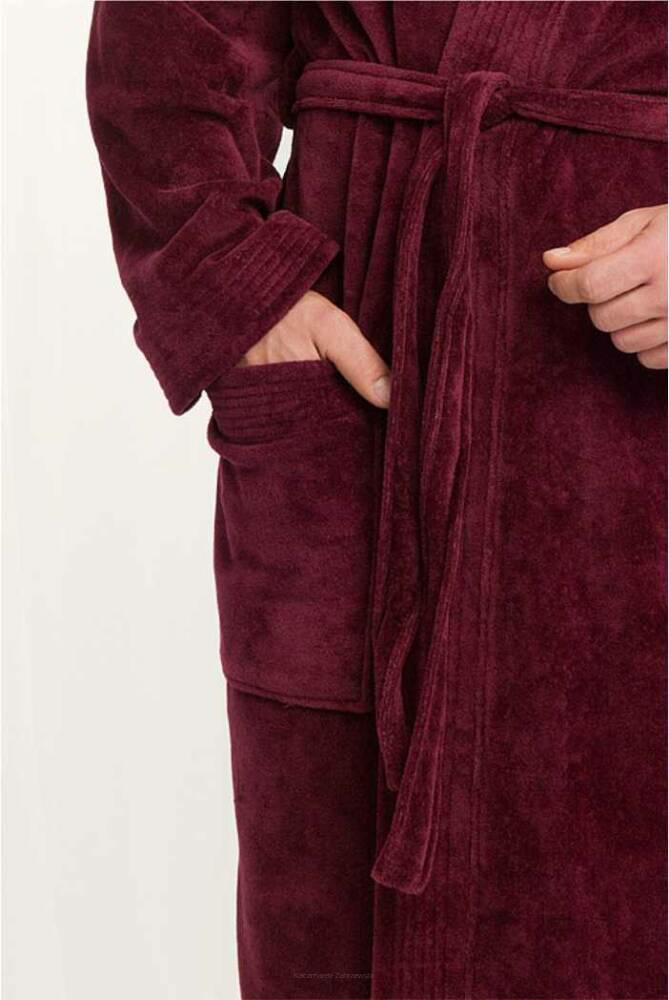 Szlafrok męski 850 XXXL bordowy frotte bawełniany długi - obrazek 2