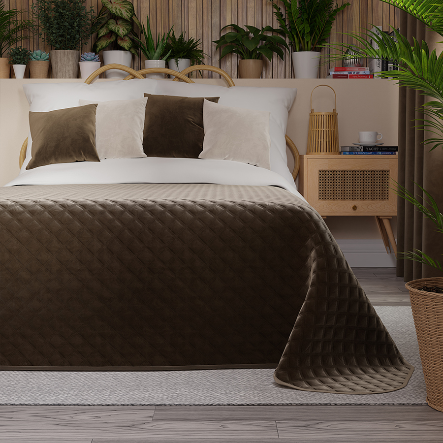 VELVI Narzuta dekoracyjna, rozmiar 220x240cm, kolor 002 brązowy VELVI0/NAP/002/220240/1 - obrazek 2