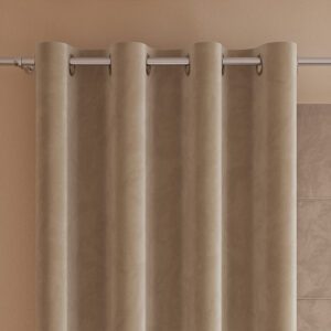 VELVI Zasłona gotowa na przelotkach, szerokość 140 x wysokość 230cm, kolor 001 ciemny beżowy