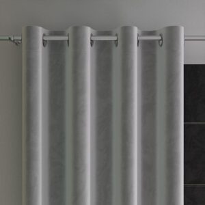 VELVI Zasłona gotowa na przelotkach, szerokość 140 x wysokość 240cm, kolor jasny szary