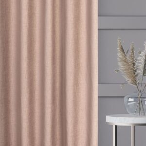 Zasłona 140x250 Avinion 5 różowa pudrowa gotowa na przelotkach z tkaniny o strukturze płótna Terra Collection Eurofirany