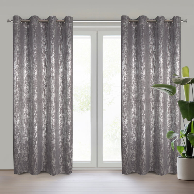 Zasłona 140x250 Elise stalowa srebrna gotowa na przelotkach Eurofirany - obrazek 2