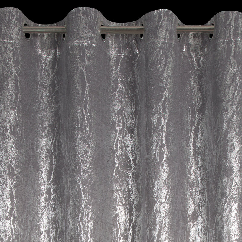 Zasłona 140x250 Elise stalowa srebrna gotowa na przelotkach Eurofirany - obrazek 5