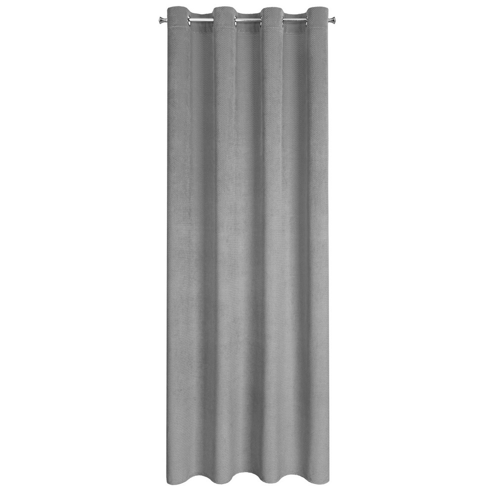 Zasłona 140x250 Eliza srebrna gotowa na przelotkach welurowa z drobnym wytłaczanym wzorkiem geometrycznym Eurofirany - obrazek 4