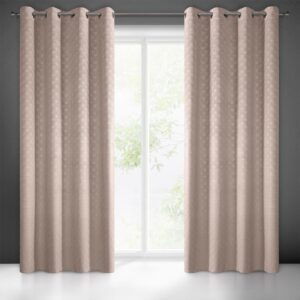 Zasłona 140x250 Julia pudrowa różowa gotowa na przelotkach welurowa z wytłaczanym geometrycznym wzorem wachlarzy Eurofirany