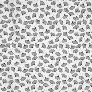 Zasłona 140x250 Kemi biała czarna liście miłorzębu gotowa na przelotkach Eurofirany