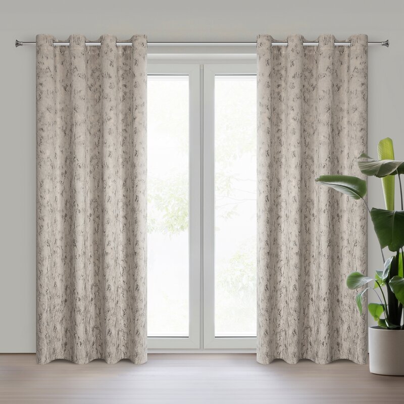 Zasłona 140x250 Kornelia brązowa jasna z błyszczącym nadrukiem gotowa na przelotkach Eurofirany - obrazek 2