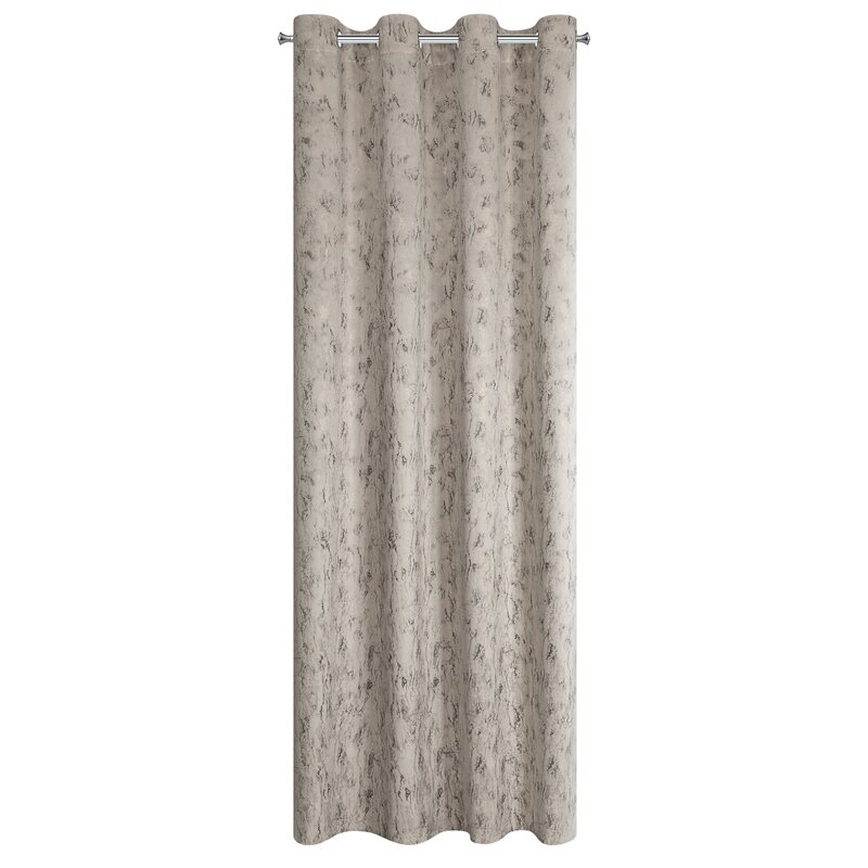 Zasłona 140x250 Kornelia brązowa jasna z błyszczącym nadrukiem gotowa na przelotkach Eurofirany