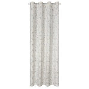 Zasłona 140x250 Kornelia kremowa z błyszczącym nadrukiem gotowa na przelotkach Eurofirany