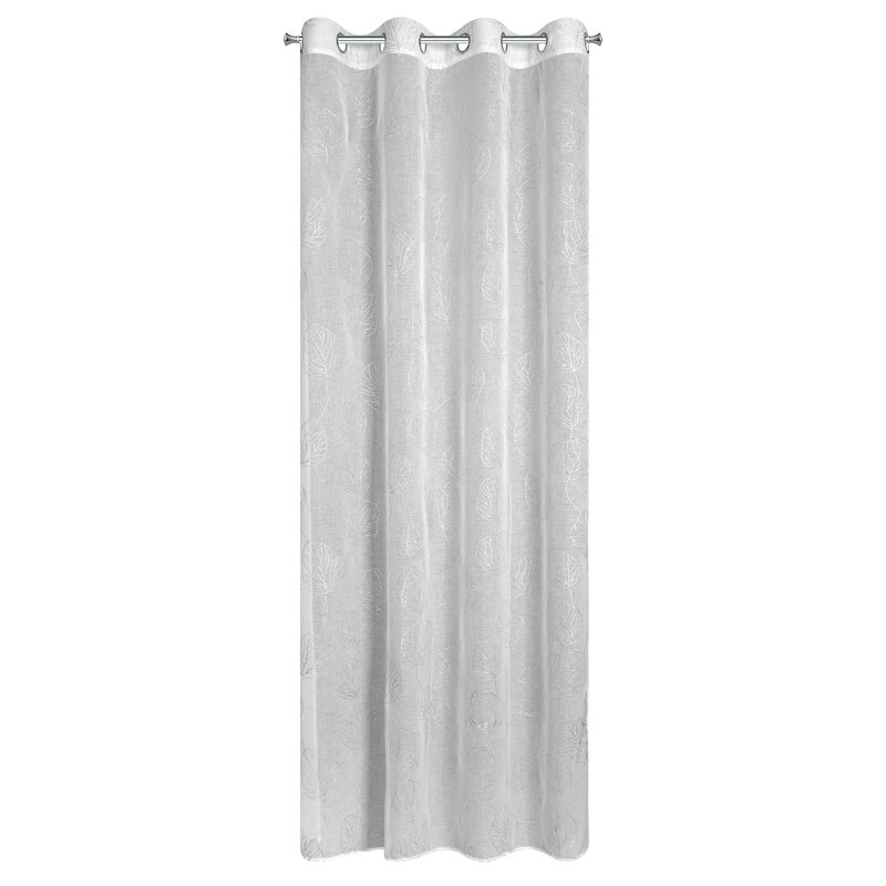 Zasłona 140x250 Lori biała srebrna gotowa na przelotkach Eurofirany - obrazek 2