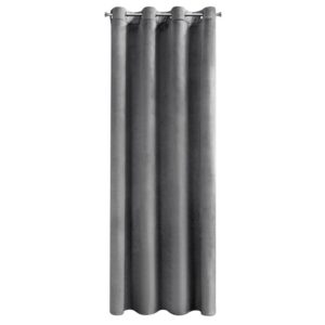 Zasłona 140x250 Melanie stalowa welurowa gotowa na przelotkach Eurofirany