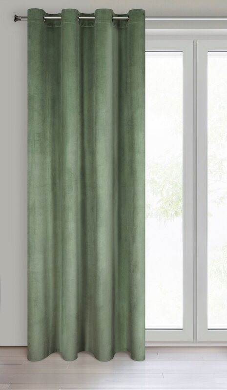 Zasłona 140x250 Melanie welurowa miętowa ciemna gotowa na przelotkach Eurofirany - obrazek 3