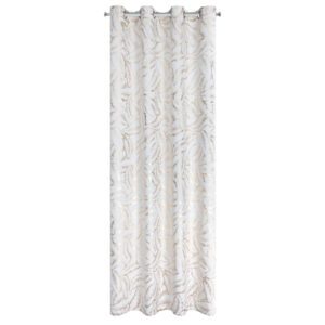 Zasłona 140x250 Milena biała złota liście gotowa na przelotkach Eurofirany