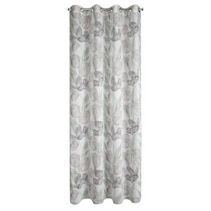 Zasłona 140x250 Mille biała bordowa kwiaty gotowa na przelotkach Z10 Eurofirany