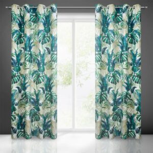 Zasłona 140x250 Nelly biała oliwkowa turkusowa zaciemniająca Blackout Eurofirany