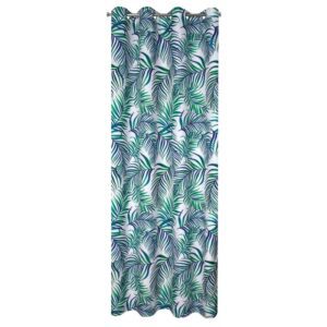 Zasłona 140x250 Palms liście turkusowa zielona gotowa na przelotkach