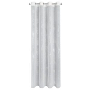 Zasłona 140x250 Sagi biała srebrna gotowa na przelotkach Eurofirany