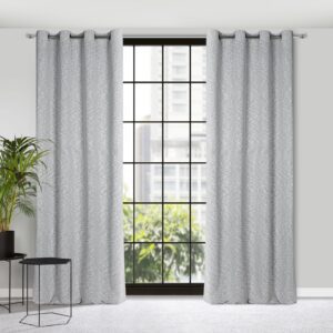 Zasłona 140x260 Sandi stalowa gotowa na przelotkach z małymi supełkami w stylu eko Eurofirany