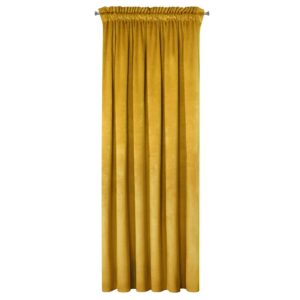 Zasłona 140x270 Melanie musztardowa welurowa gotowa na taśmie Eurofirany