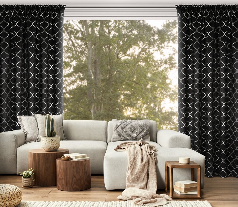 Zasłona 140x270 Mili czarna srebrna gotowa na taśmie Eurofirany - obrazek 11