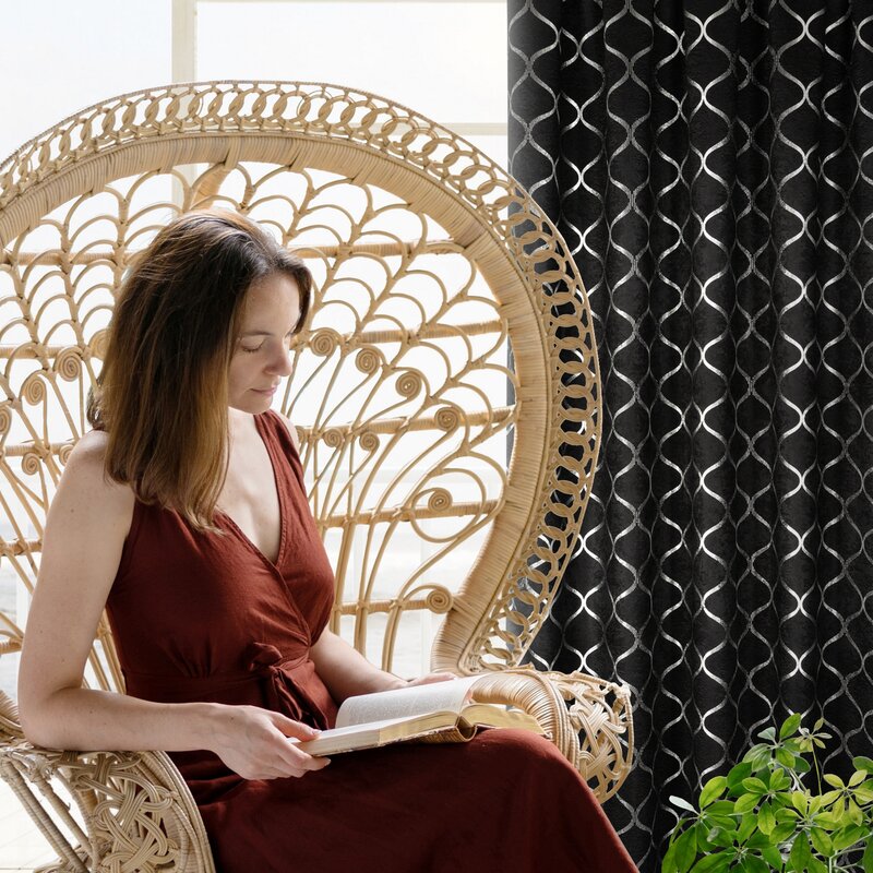 Zasłona 140x270 Mili czarna srebrna gotowa na taśmie Eurofirany - obrazek 12