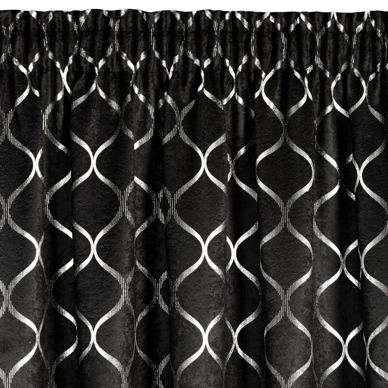 Zasłona 140x270 Mili czarna srebrna gotowa na taśmie Eurofirany - obrazek 4