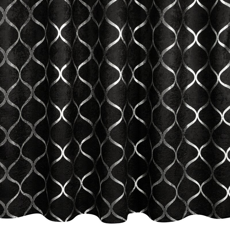 Zasłona 140x270 Mili czarna srebrna gotowa na taśmie Eurofirany - obrazek 6