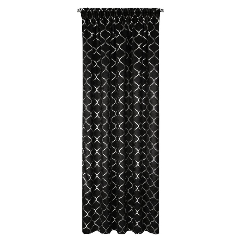 Zasłona 140x270 Mili czarna srebrna gotowa na taśmie Eurofirany