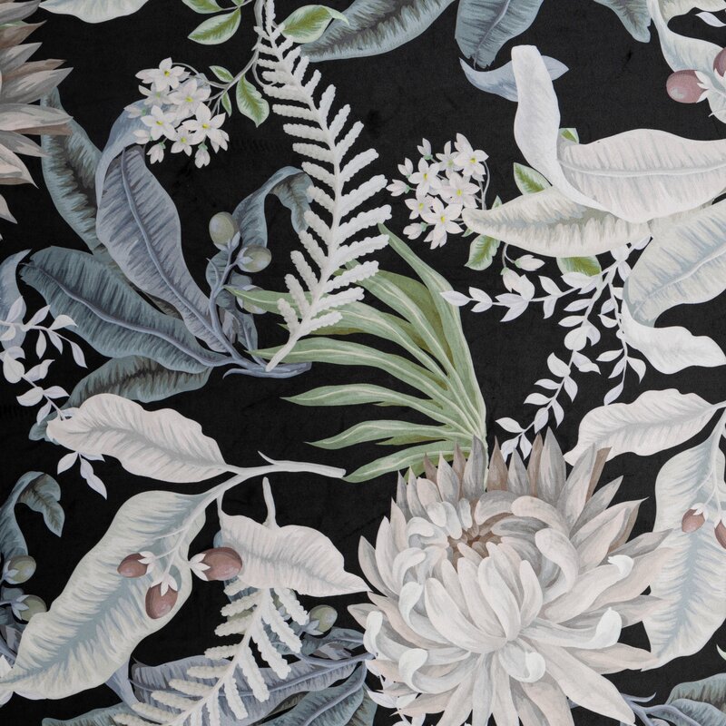 Zasłona 140x270 Sally czarna srebrna liście welurowa gotowa na przelotkach Z10 Eurofirany - obrazek 5