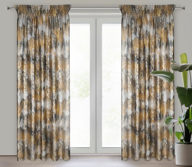 Zasłona 140x270 Tina musztardowa gotowa na taśmie Eurofirany - obrazek 2