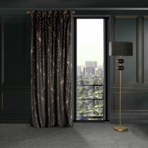 Zasłona 140x270 Victoria 3A czarna złota geometria welurowa gotowa na taśmie Limited Collection Eurofirany