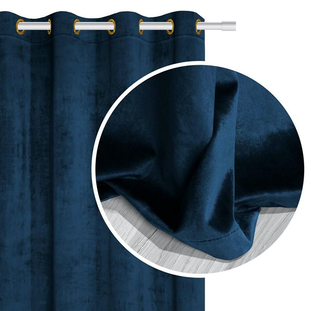 Zasłona gotowa 140x250 granatowa welurowa na przelotkach soft Velvet do salonu - obrazek 4