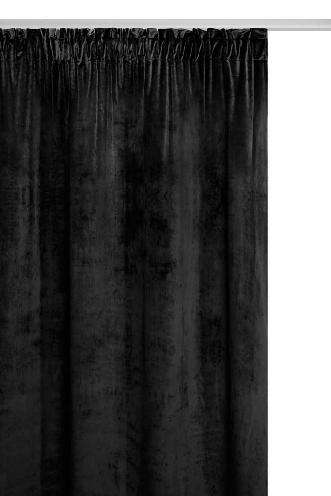 Zasłona gotowa 140x270 czarna welurowa na taśmie soft Velvet do salonu - obrazek 2
