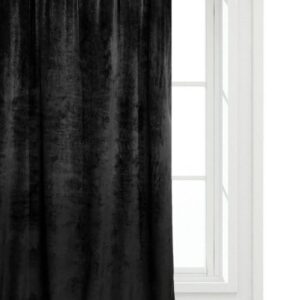 Zasłona gotowa 140x270 czarna welurowa na taśmie soft Velvet do salonu