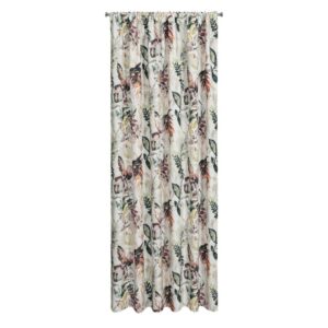 Zasłona gotowa 155x200 Garden 2 biała kolorowa liście do ogrodu wodoodporna mocowana na tunelu Eurofirany