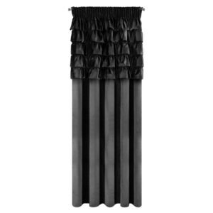 Zasłona gotowa Aura 140x270 czarna welurowa na taśmie Eurofirany