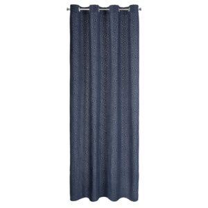 Zasłona 140x250 Inga granatowa gotowa na przelotkach welurowa z żakardowym geometrycznym wzorem Pierre Cardin