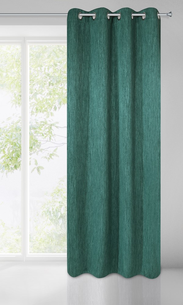 Zasłona gotowa na przelotkach 135x250 zielona ciemna z grubszej tkaniny Rossie Eurofirany - obrazek 2